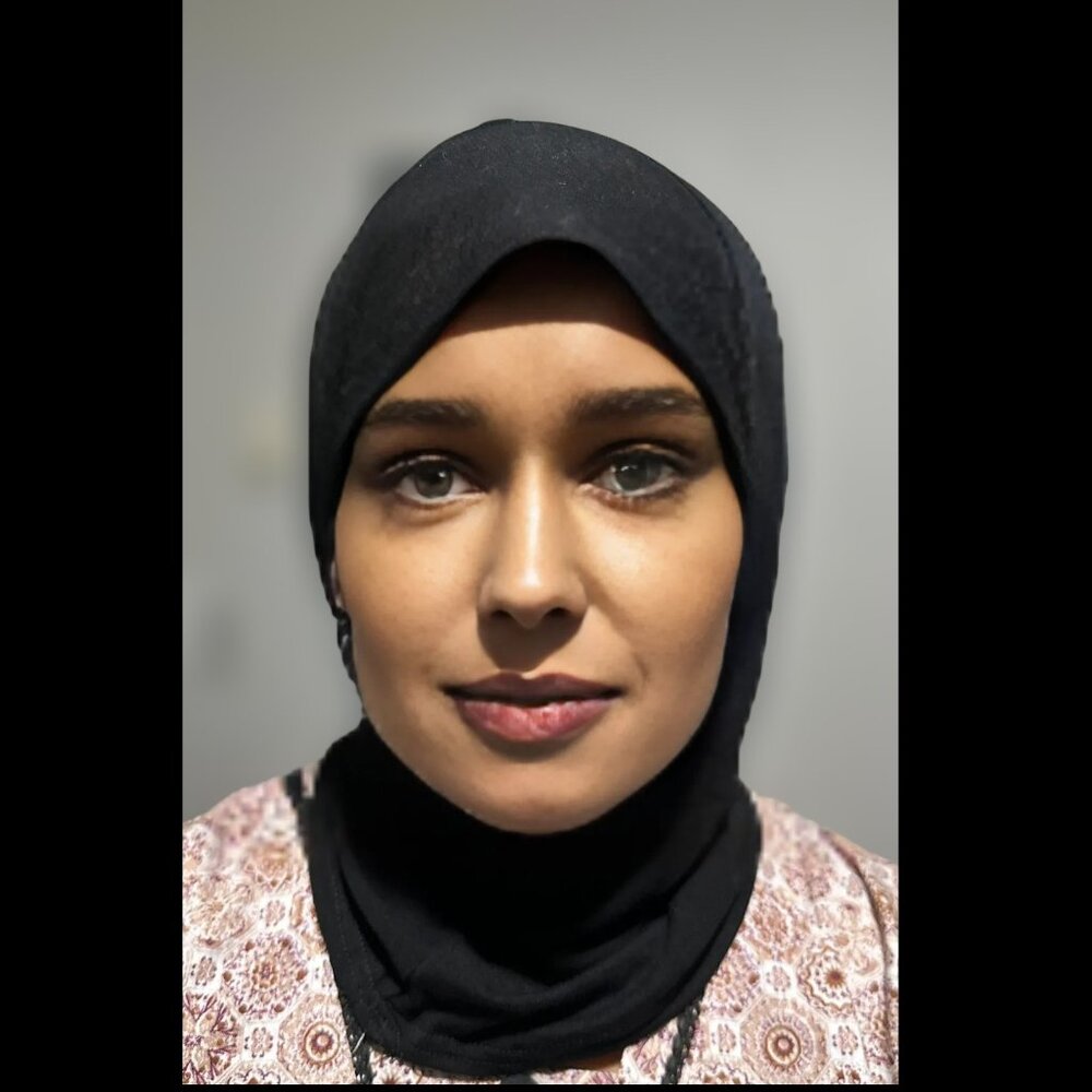 Woman under hijab cap